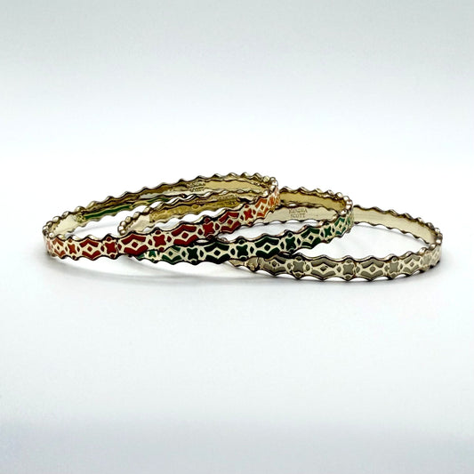 Kendra Scott Mollie Bangle Set Of 3 Multicolor Gold Tone Bracelets
