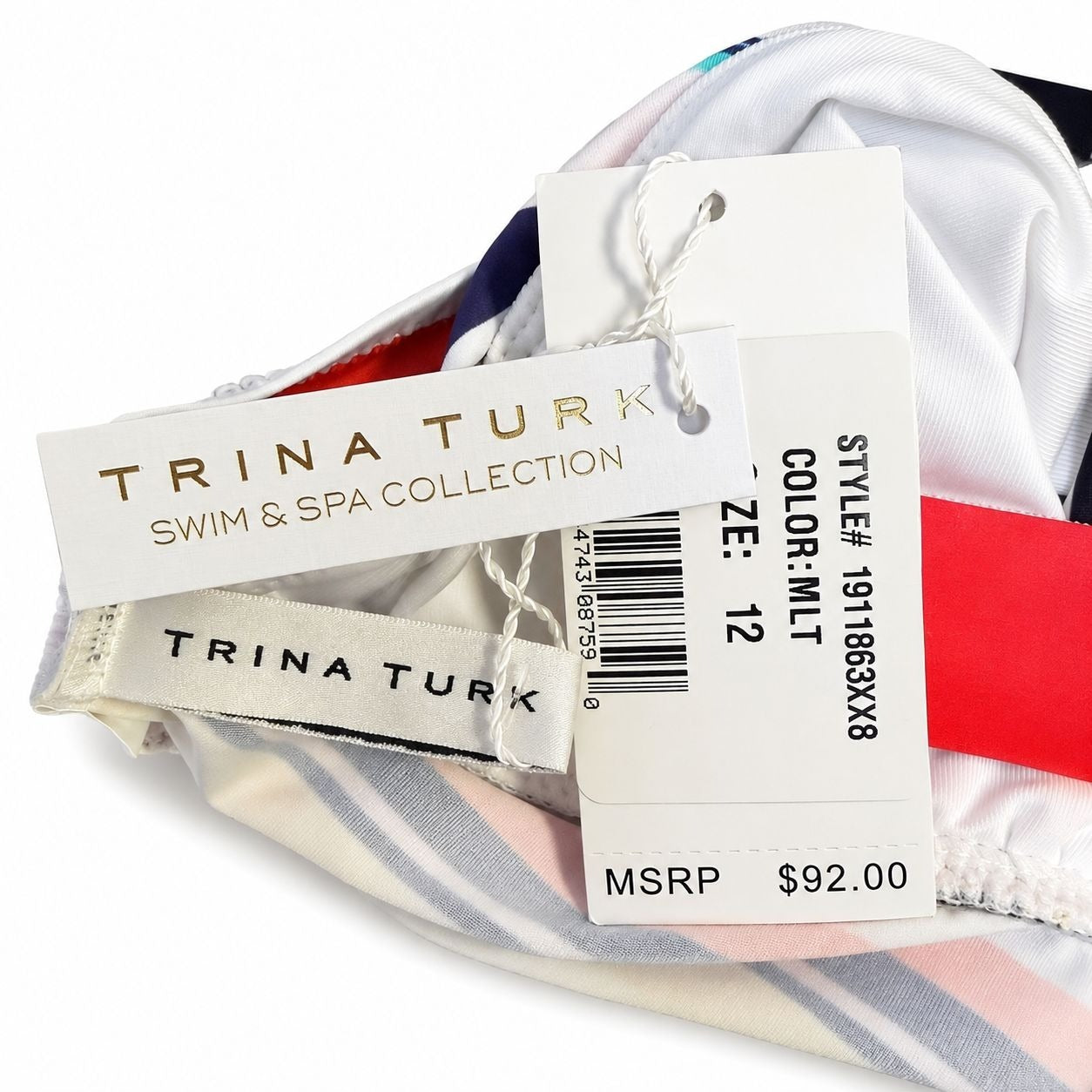 NWT Trina Turk Swim Top Multi Halter Bikini Size 12