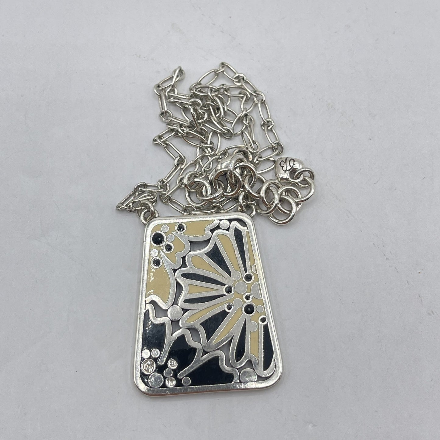 Brighton Floral-Inspired Silver Pendant Necklace With Adjustable Chain