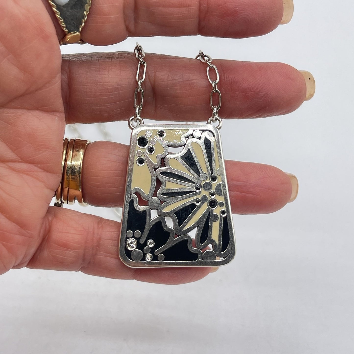Brighton Floral-Inspired Silver Pendant Necklace With Adjustable Chain