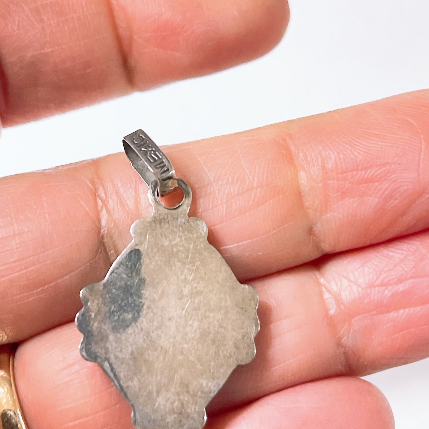 Sterling Silver Multi Gemstone Navajo Pendant With Inlay Design