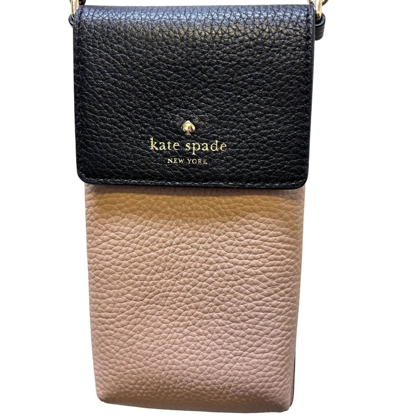 Kate Spade New York Phone Crossbody Bag Black Beige Leather Chain Strap