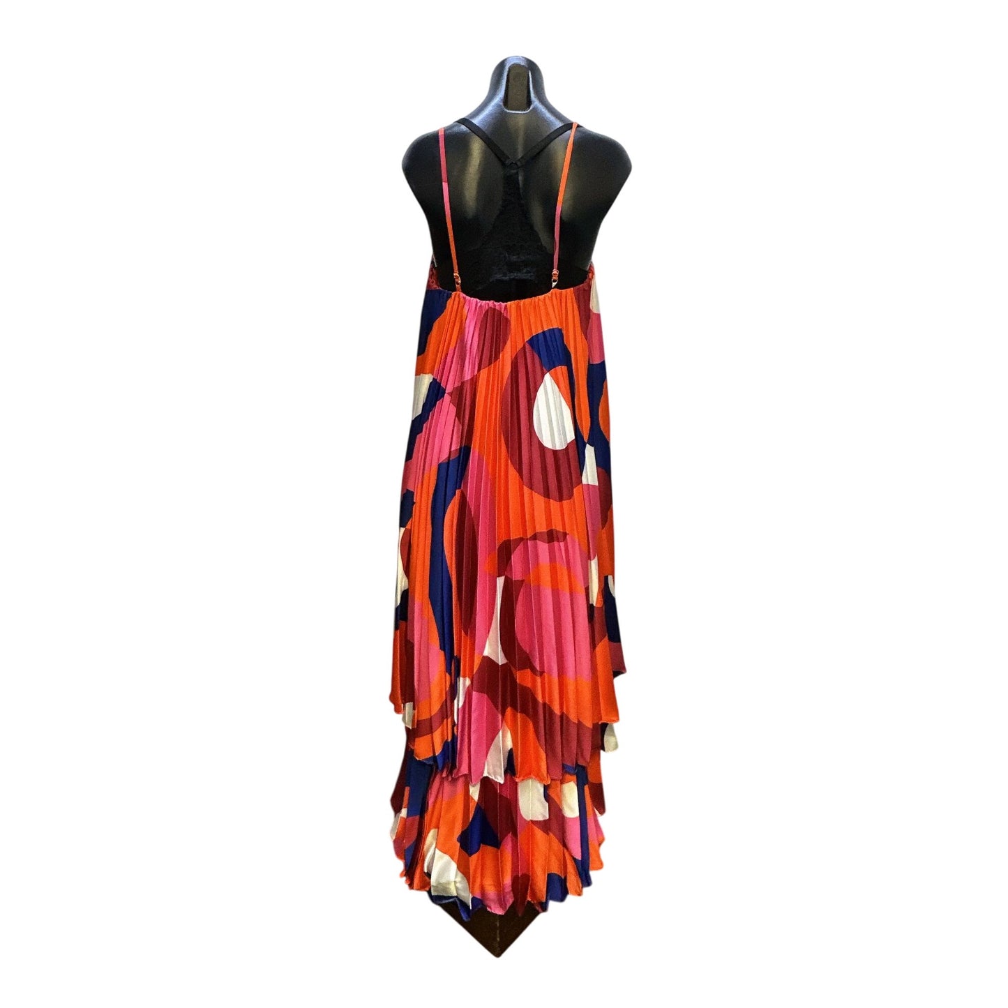 Hutch Bold Multicolor Pleated High-Low Dress w/Adjustable Straps