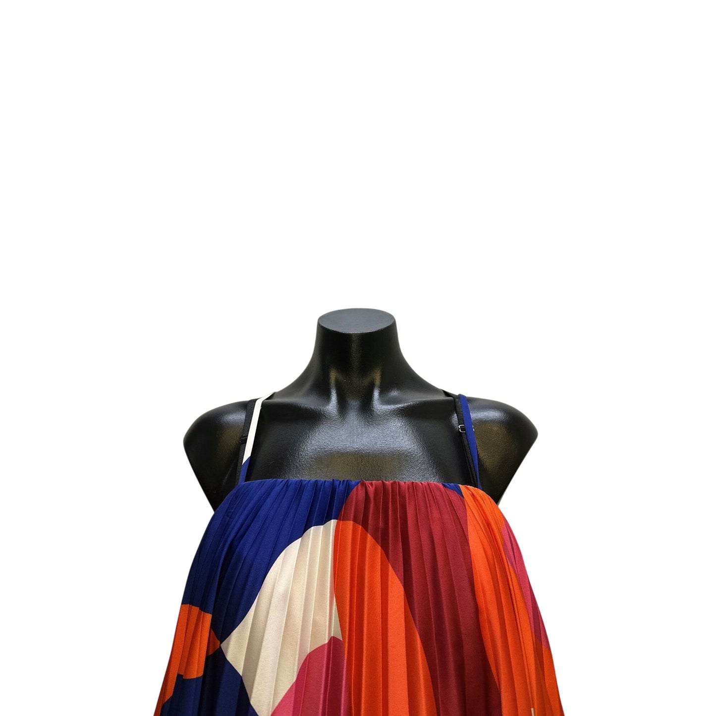 Hutch Bold Multicolor Pleated High-Low Dress w/Adjustable Straps