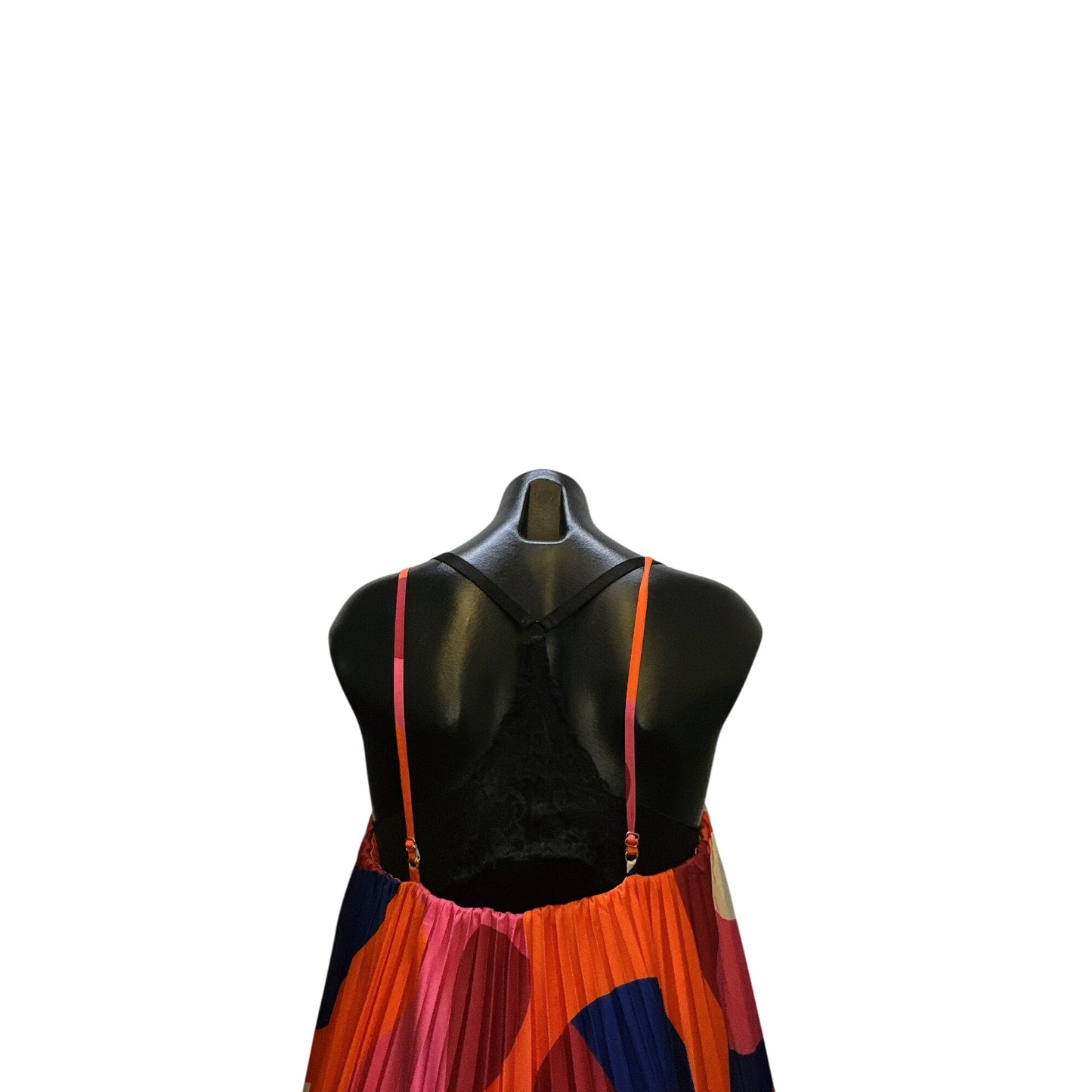 Hutch Bold Multicolor Pleated High-Low Dress w/Adjustable Straps