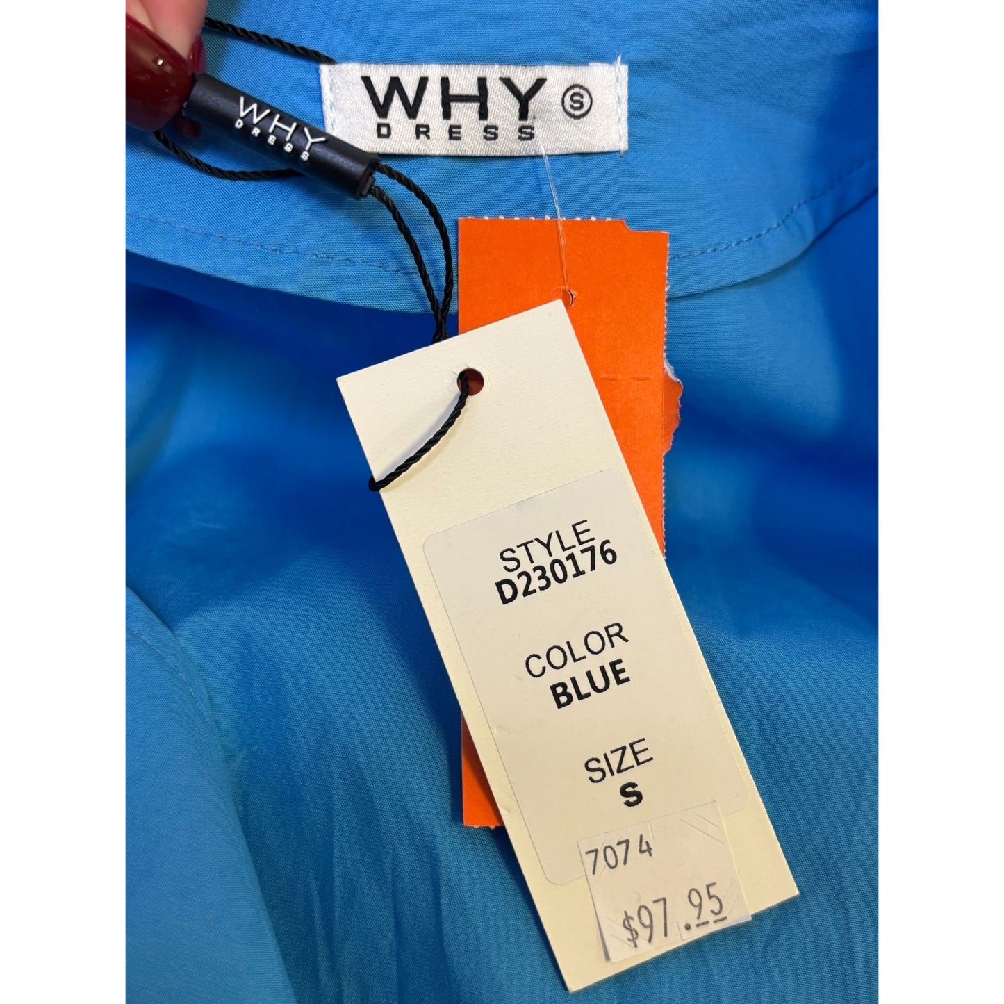 NWT Why Blue Sequin Patch Dress With Vodka & Gin Bottle Motifs S