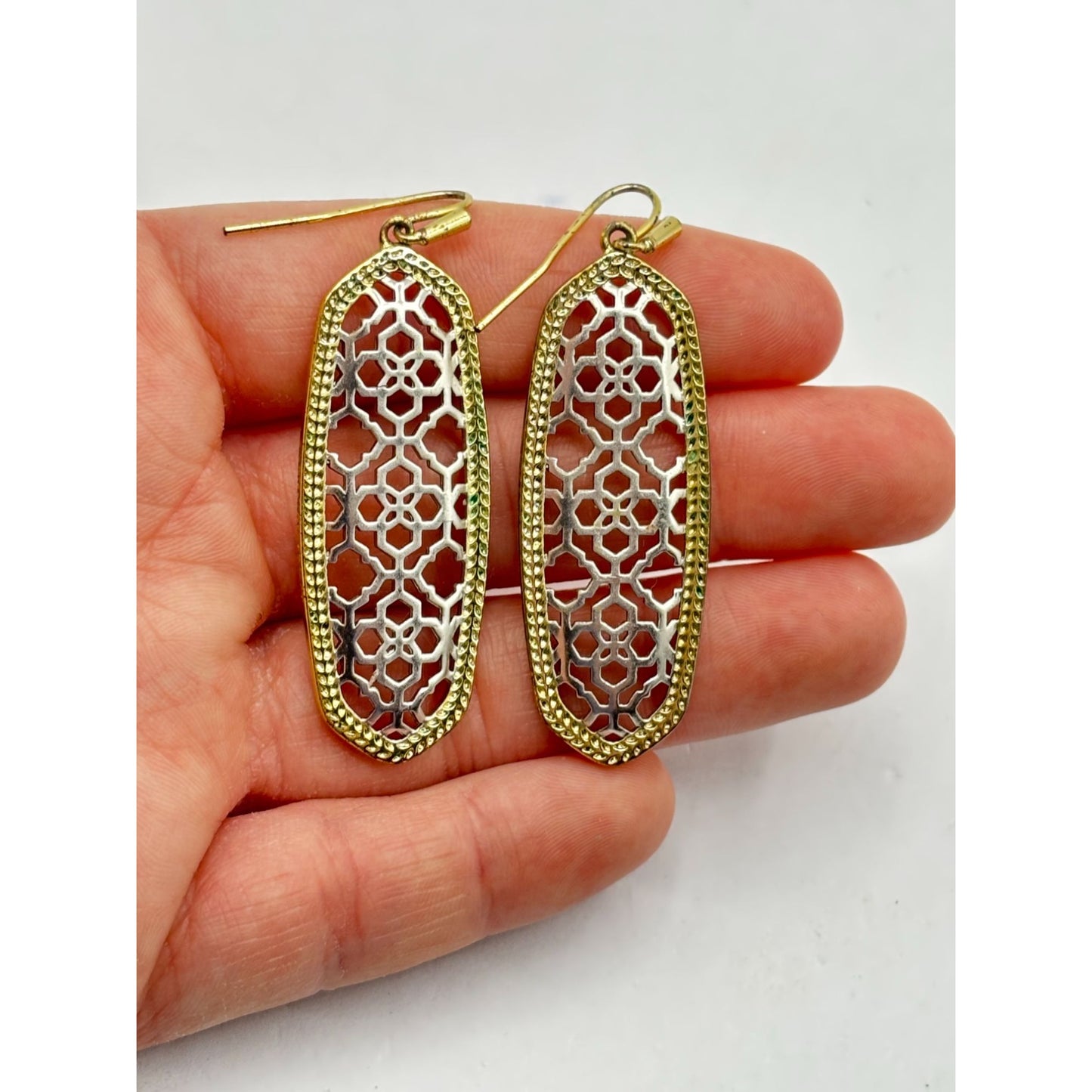 Kendra Scott Gold & Silver Filigree Dangle Earrings