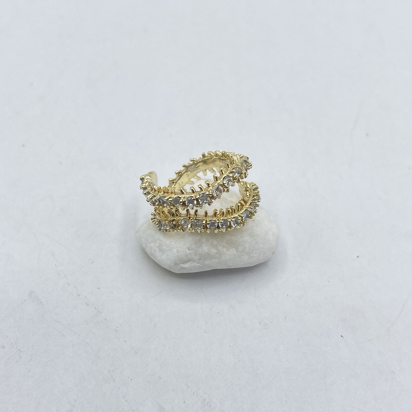 Gold-Tone Kendra Scott Double Hoop Crystal Ring 7