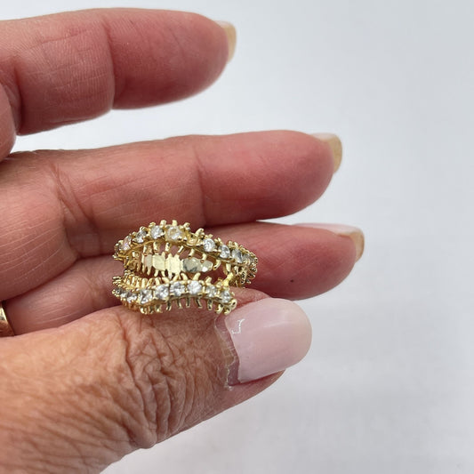 Gold-Tone Kendra Scott Double Hoop Crystal Ring 7