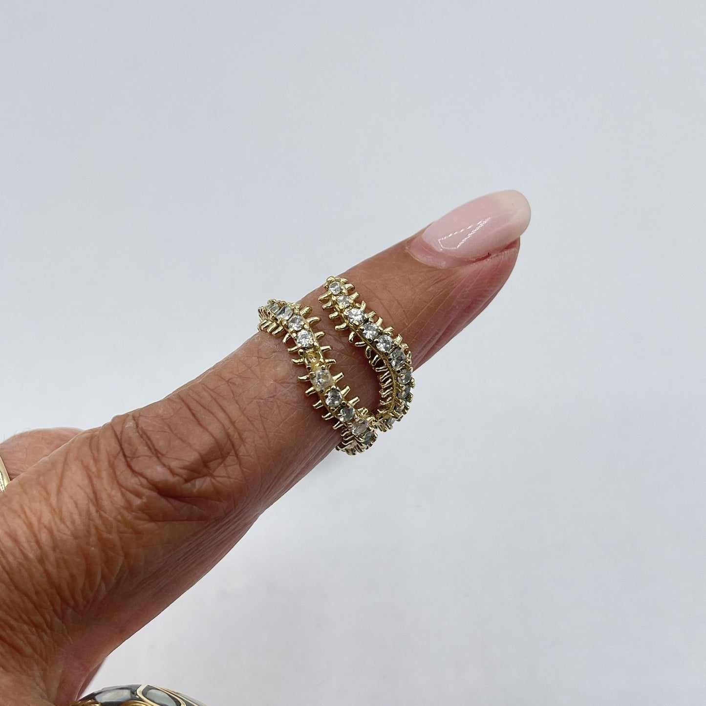 Gold-Tone Kendra Scott Double Hoop Crystal Ring 7