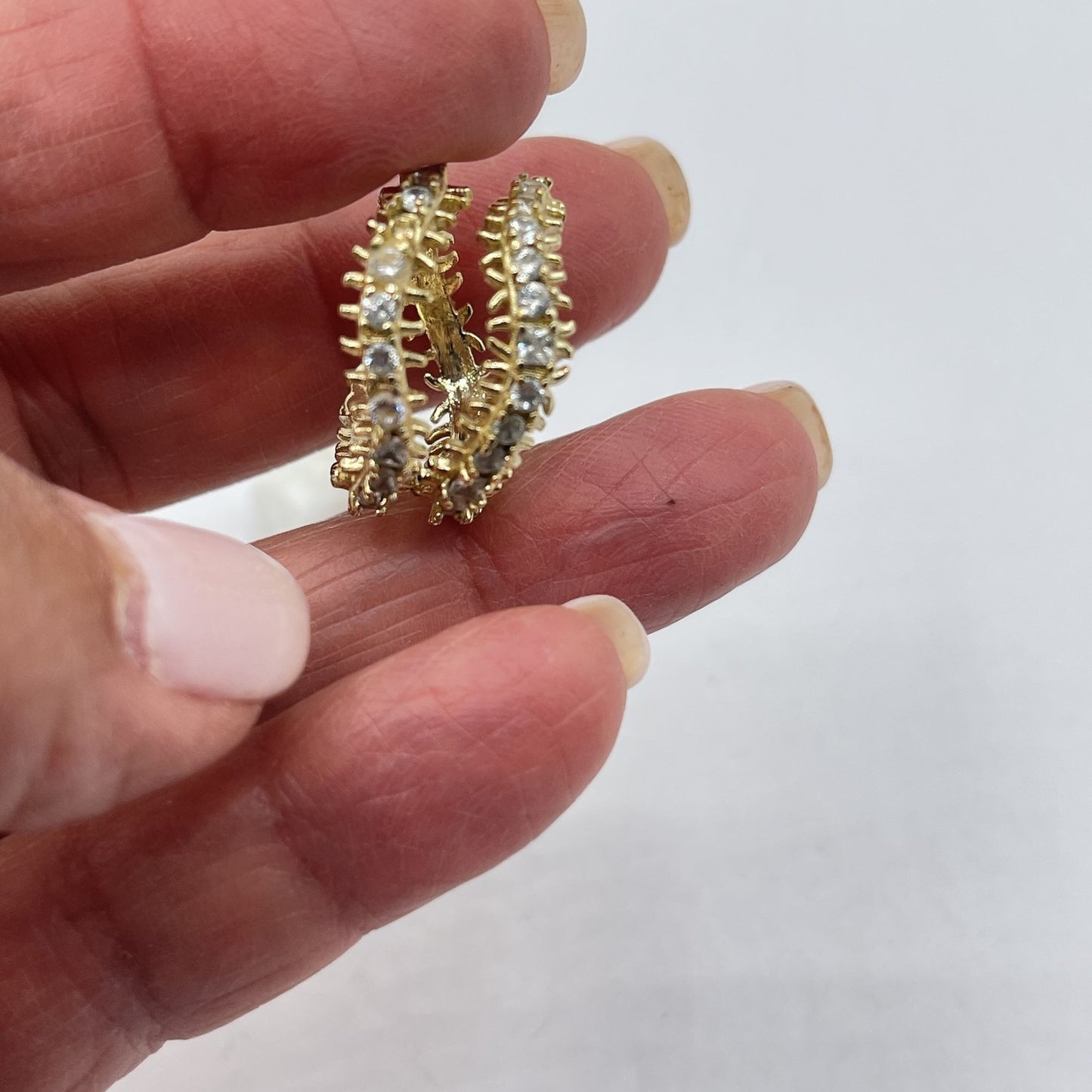 Gold-Tone Kendra Scott Double Hoop Crystal Ring 7