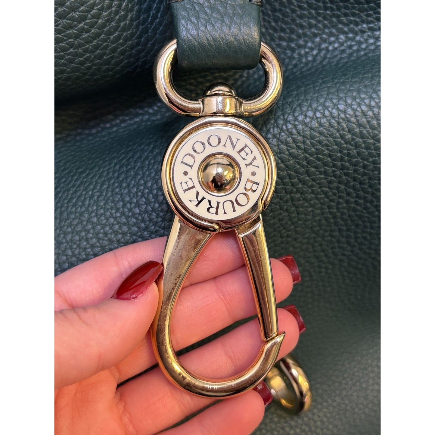 Dooney & Bourke Green Pebbled Leather Shoulder Bag With Gold Hardware