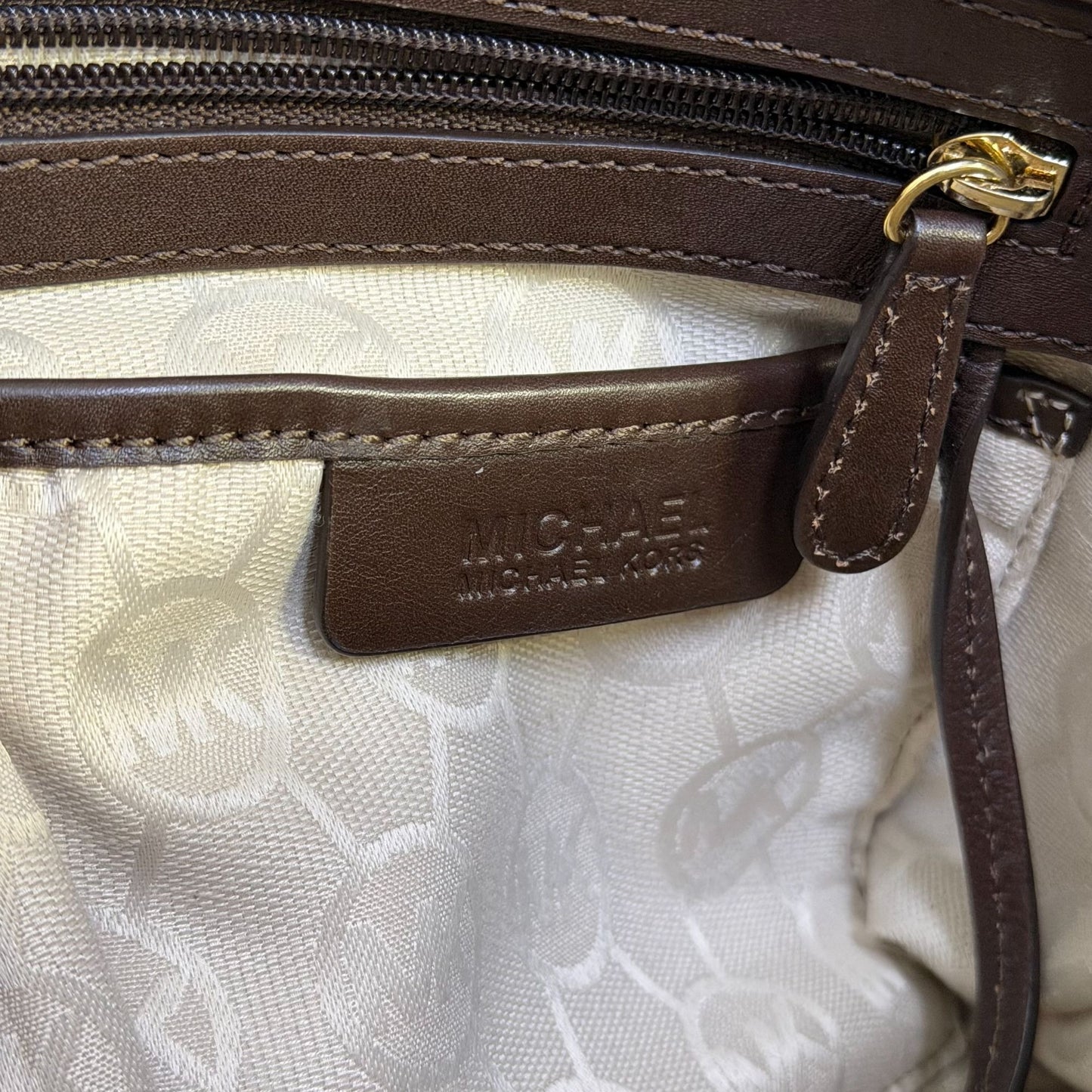 Michael Kors Brown Python-Embossed Leather Shoulder Bag With Adjustable Strap