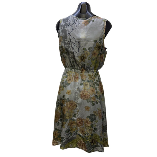 Johnny Was Silk Sleeveless Floral Dress With Adjustable Waist L