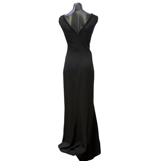 NWT Karl Lagerfeld Black Beaded Neckline Sleeveless Evening Gown Size 12