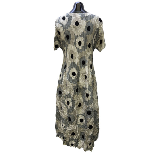 Alquema Crushed Floral Midi Dress Gray & Cream Size 2 Fits 16-18