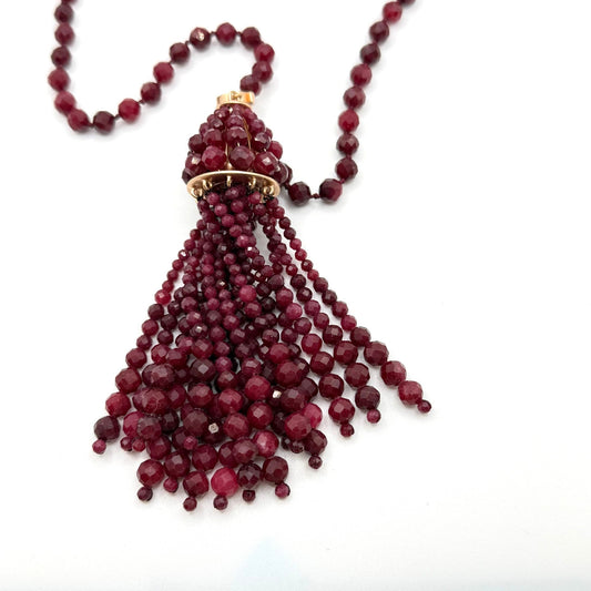 Kendra Scott Sylvia Long Beaded Necklace With Tassel In Maroon Jade Gold-Tone