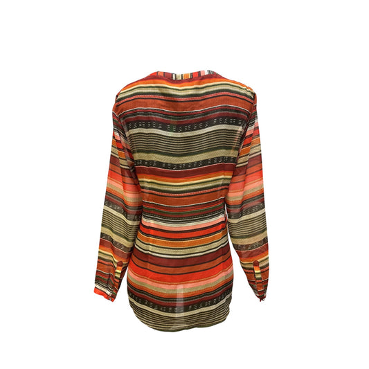 Ariat Multicolor Striped Sheer Long Sleeve Blouse w/Button Accents