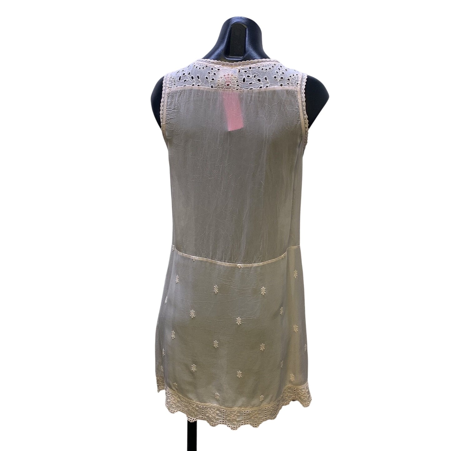 Johnny Was Ivory Sheer Lace Embroidered Tunic Top S