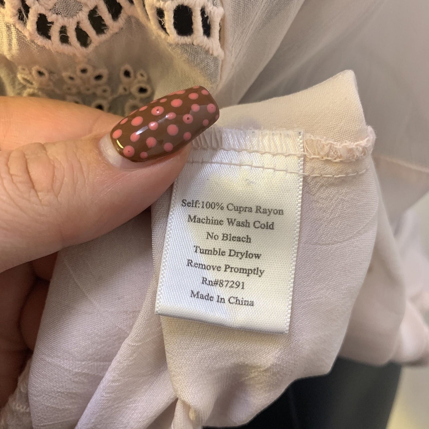 Johnny Was Ivory Sheer Lace Embroidered Tunic Top S