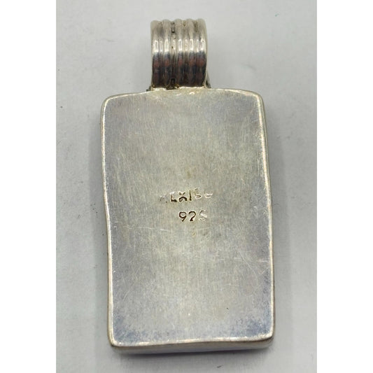 Sterling Silver Abalone Shell Pendant Rectangular 925