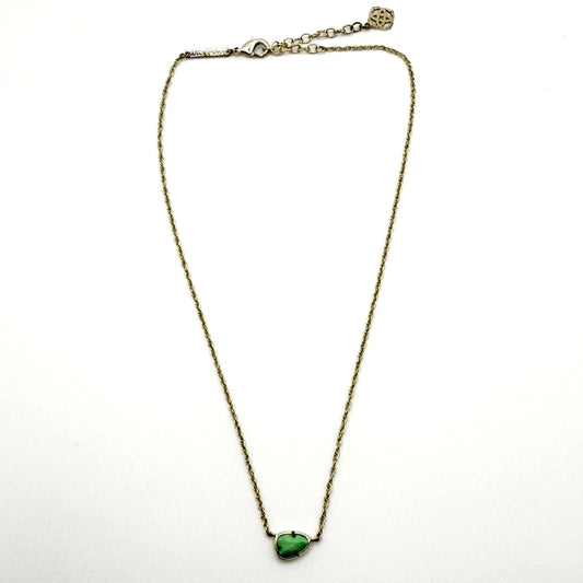 Kendra Scott Gold-Tone Necklace With Green Stone Pendant