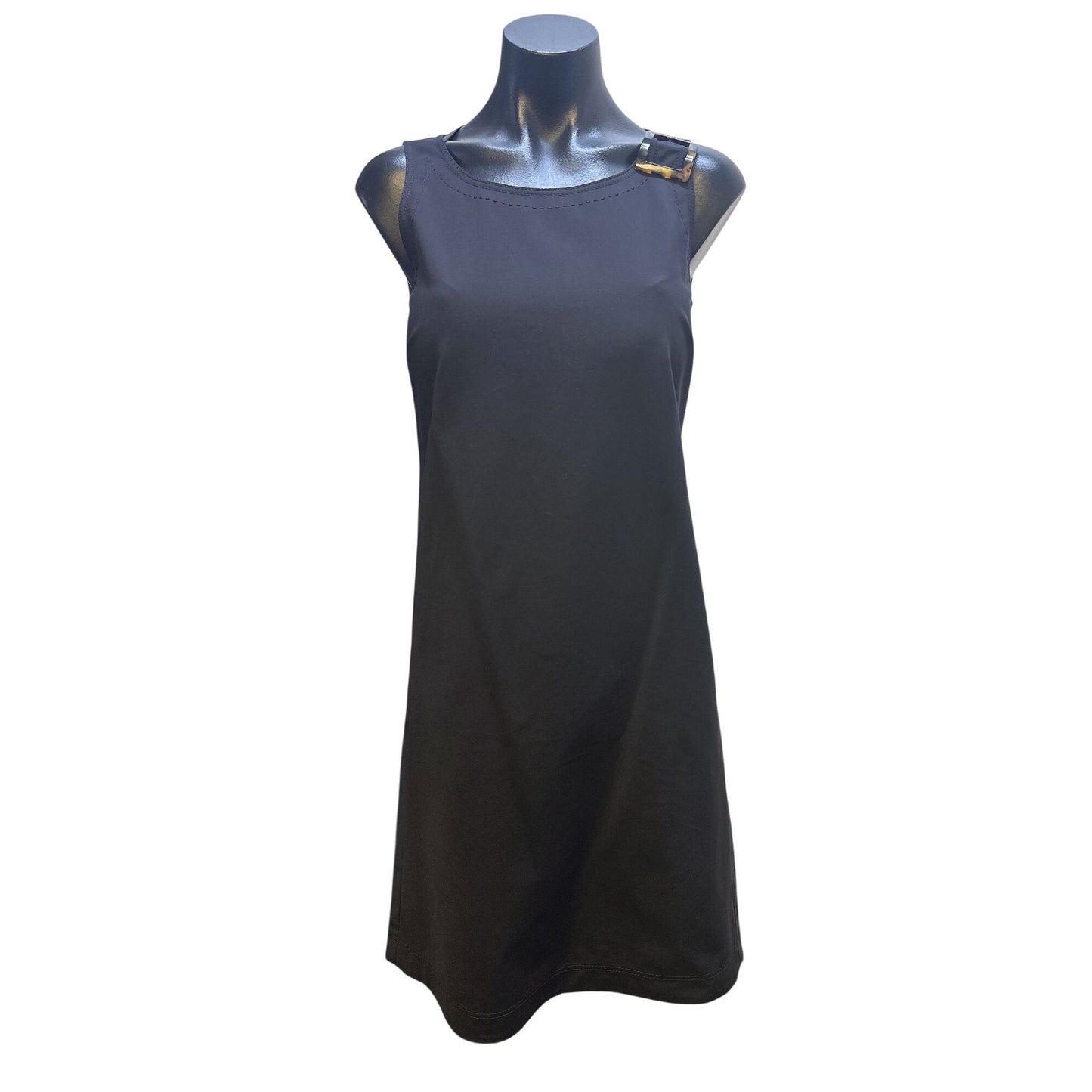 Lafayette 148 Black Sleeveless Dress w/Tortoiseshell Buckle Detail Size XS