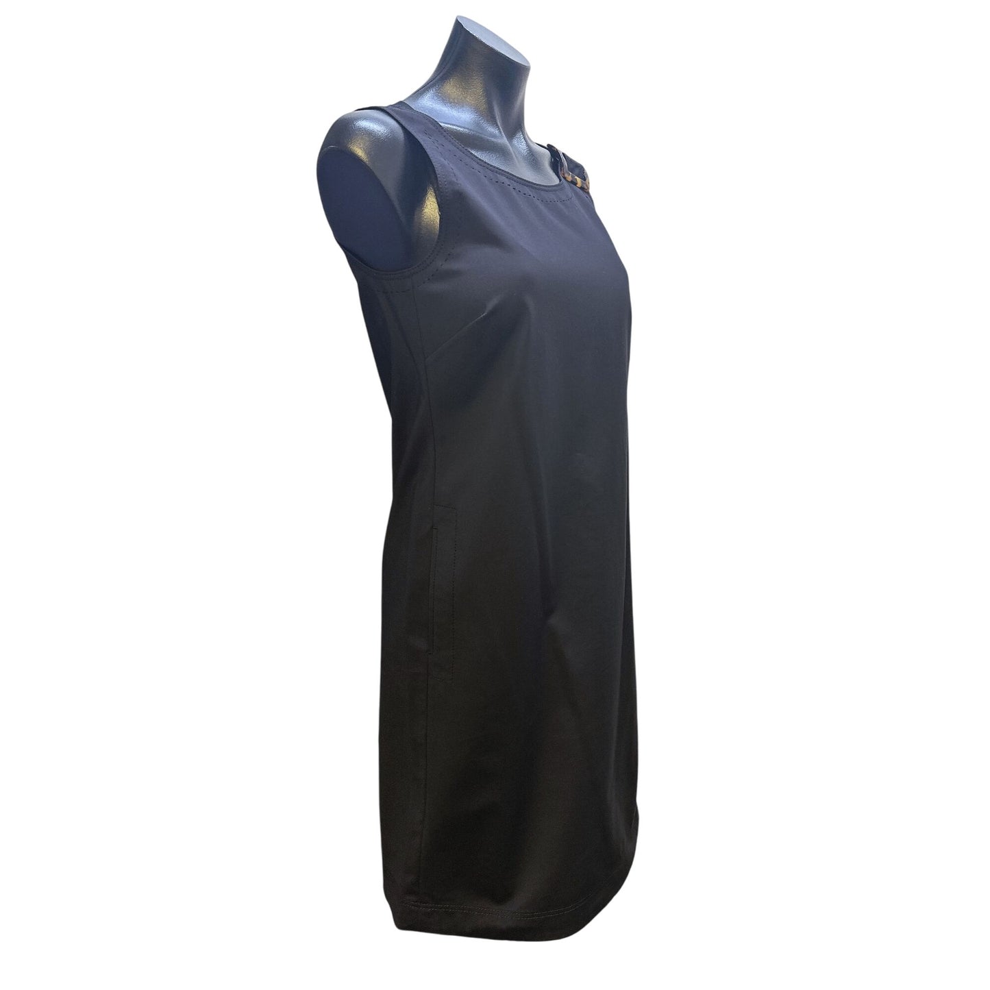 Lafayette 148 Black Sleeveless Dress w/Tortoiseshell Buckle Detail Size XS