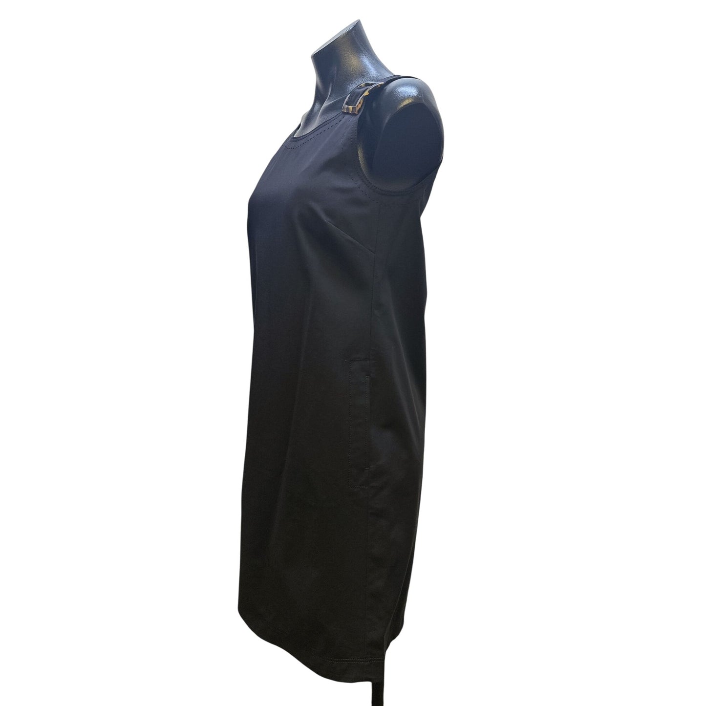 Lafayette 148 Black Sleeveless Dress w/Tortoiseshell Buckle Detail Size XS