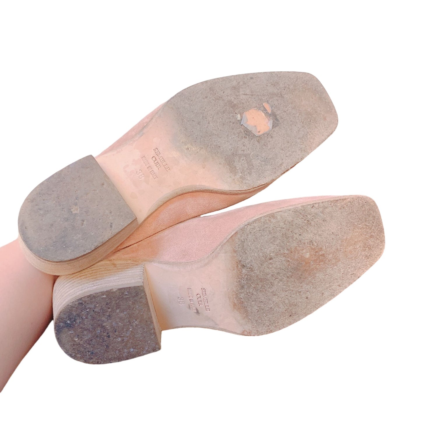 Laurence Dacade Clog Suede Mules Pink Western Embroidered Square Toe 7.5