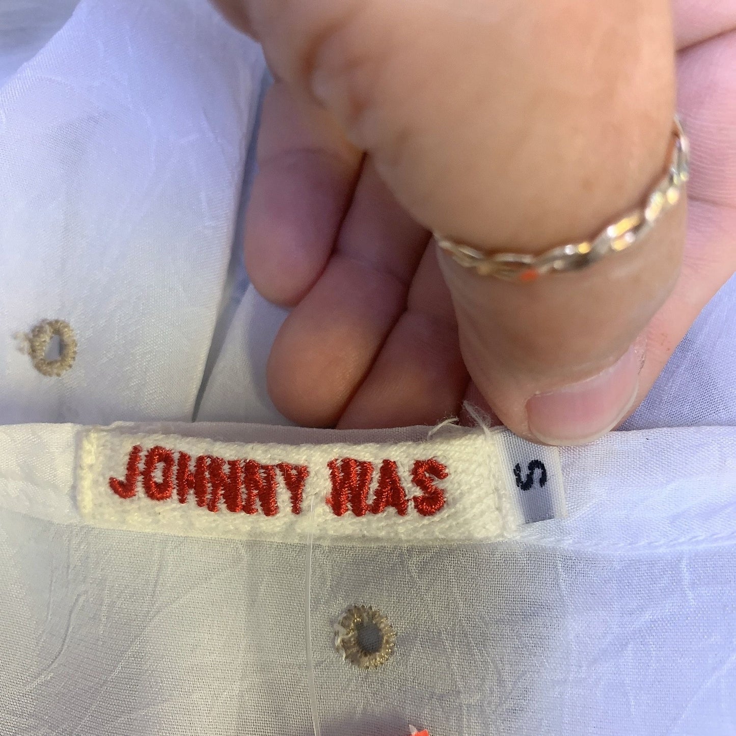 Johnny Was White w/Multicolored Embroidery Sheer Poncho Top, Size Small