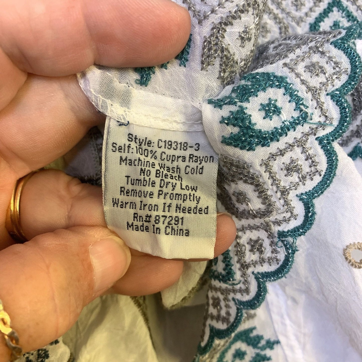 Johnny Was White w/Multicolored Embroidery Sheer Poncho Top, Size Small