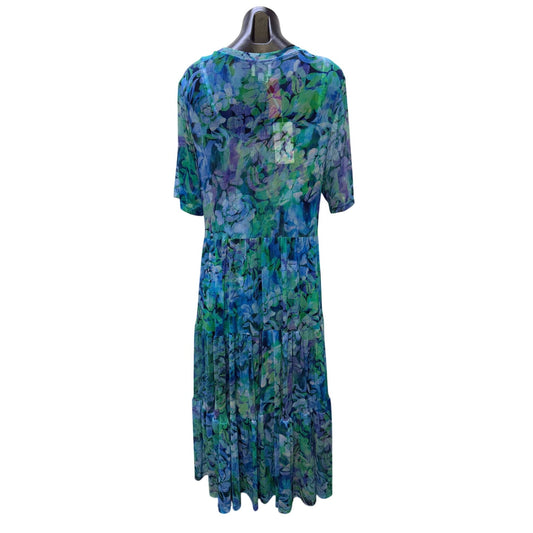 Johnny Was Jade Dress Slip Viletta Floral Print Blue Purple Green Size L
