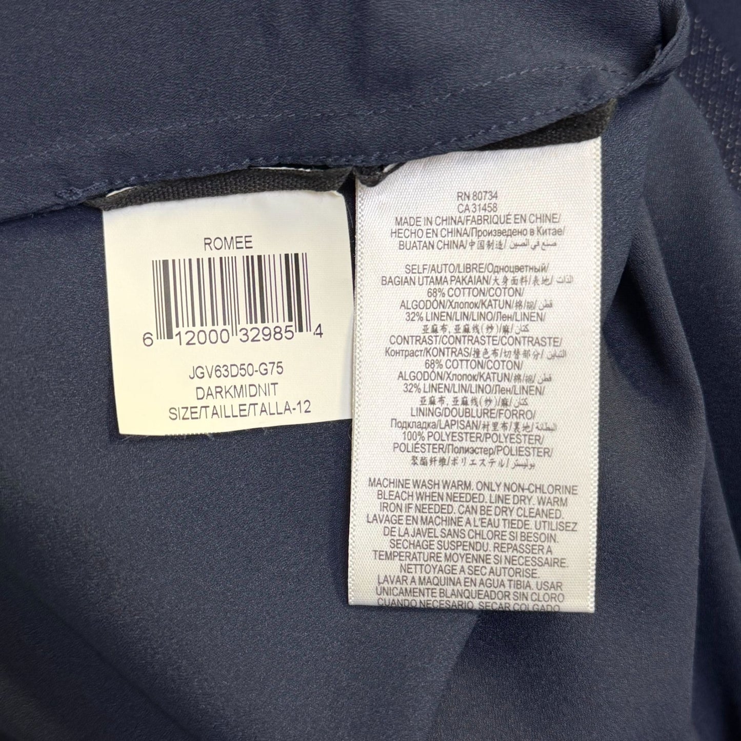 NWT BCBG Maxazria Navy & Gray Colorblock Dress Size 12