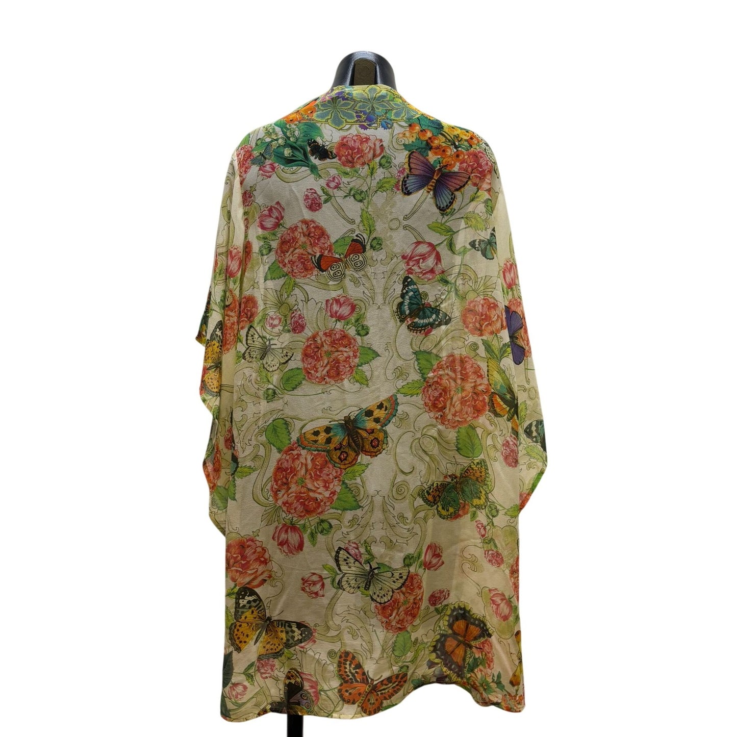 Johnny Was Floral Butterfly Kimono Jacket With Tassels S
