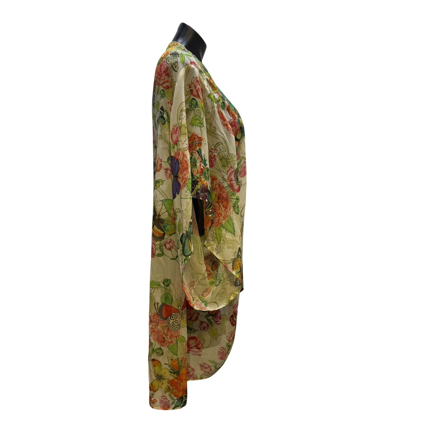 Johnny Was Floral Butterfly Kimono Jacket With Tassels S