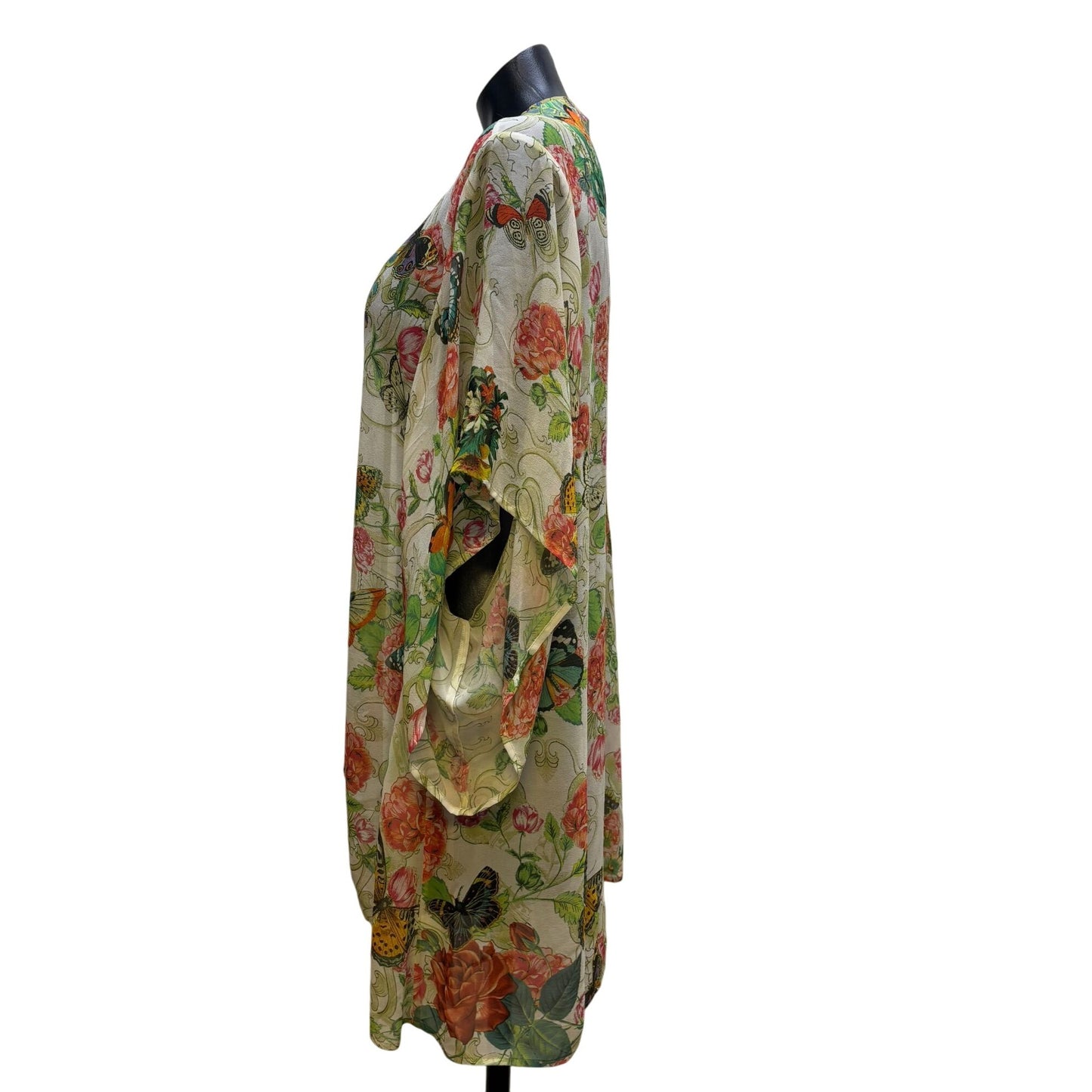 Johnny Was Floral Butterfly Kimono Jacket With Tassels S