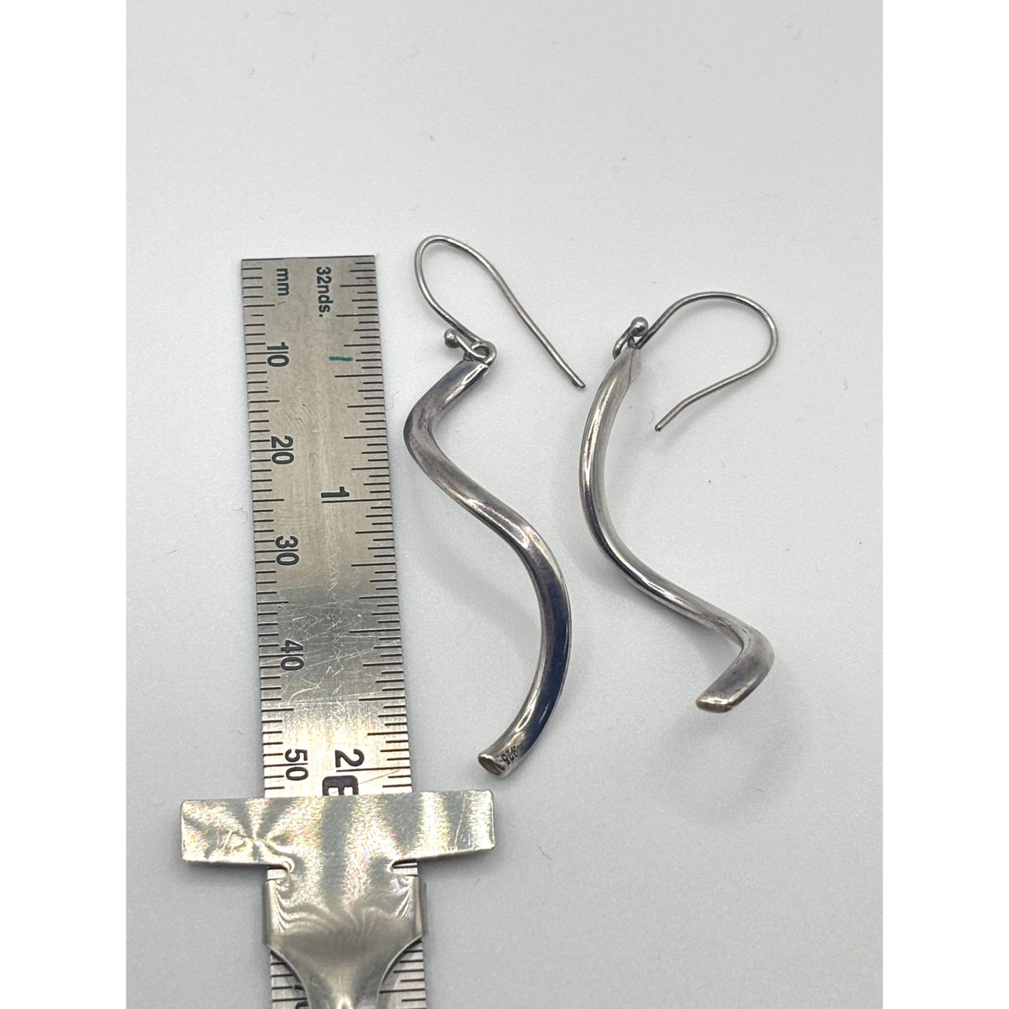 925 Sterling Silver Wavy Dangle Earrings