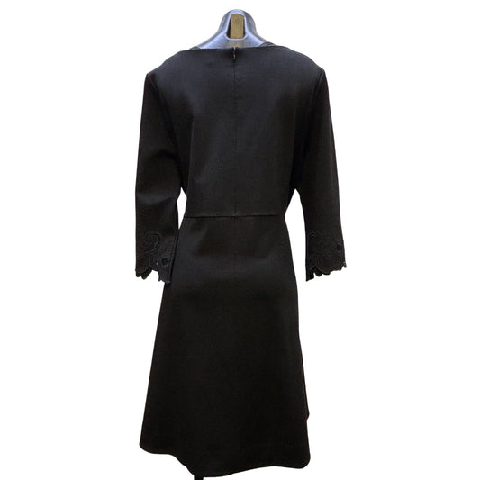 NWT Chicos Black Shift Dress With Lace Bell Sleeves Size 3\16