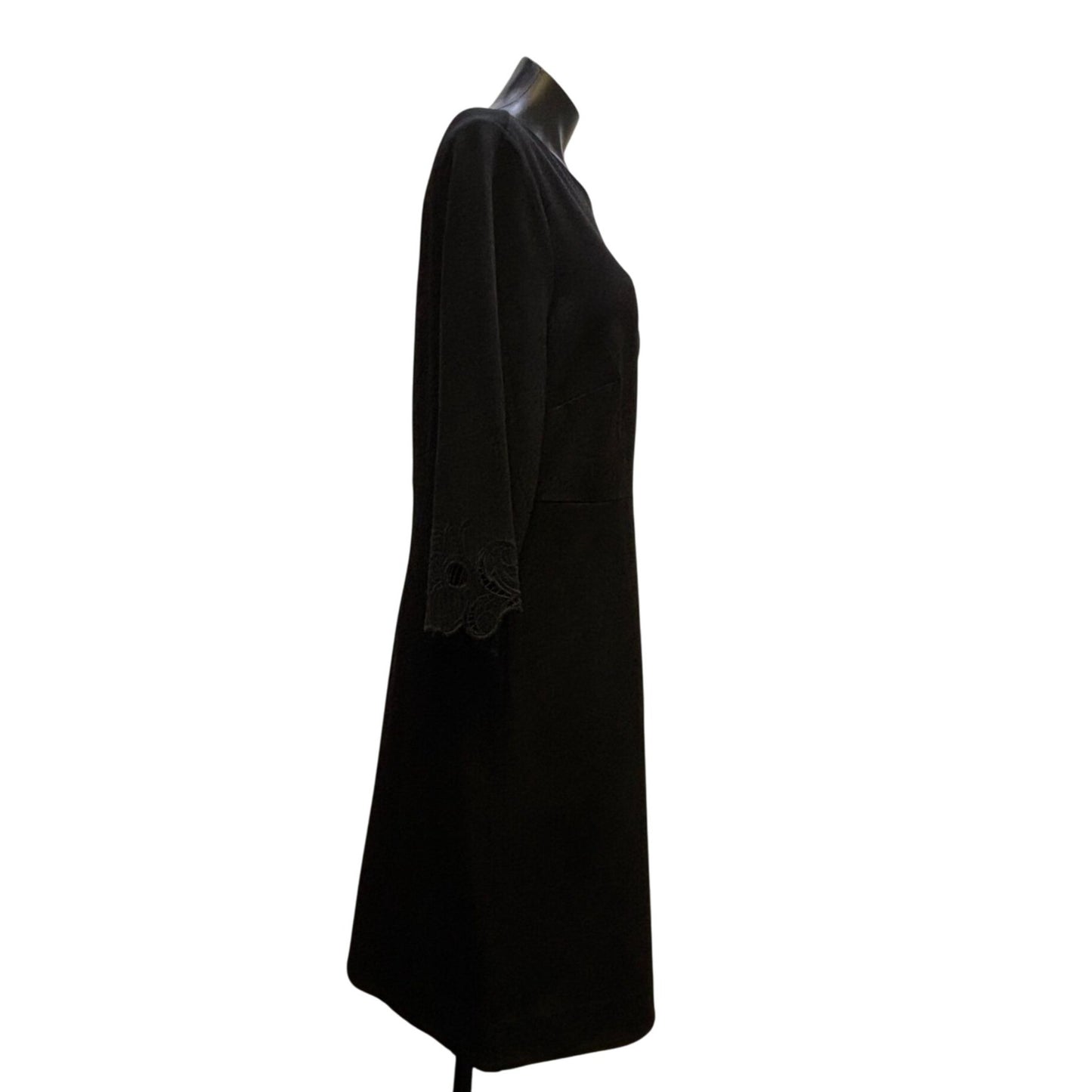 NWT Chicos Black Shift Dress With Lace Bell Sleeves Size 3\16
