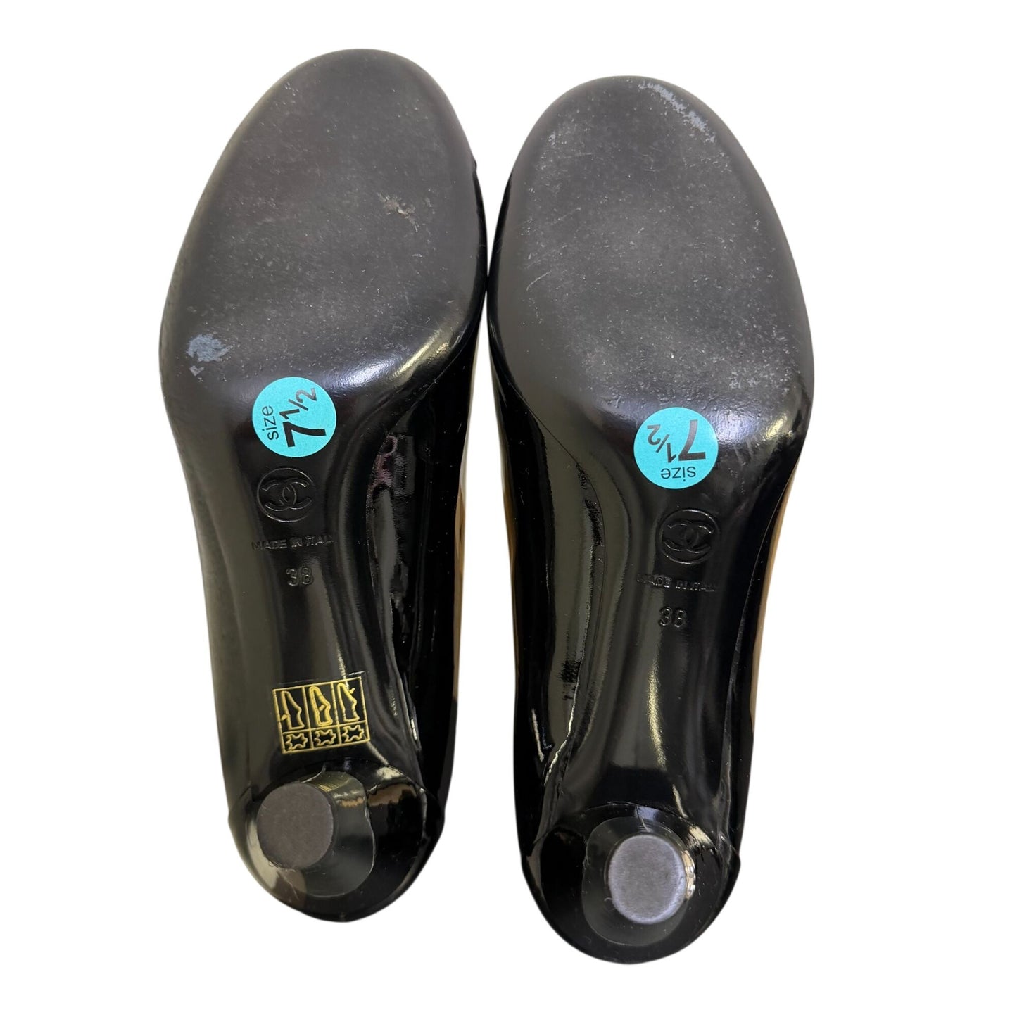 Chanel Black Patent Leather Heels Size 7.5/38