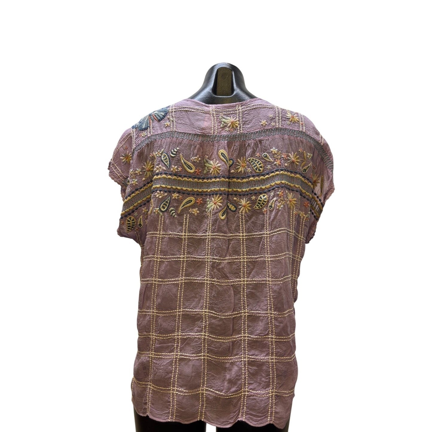 Johnny Was Embroidered Purple Blouse M