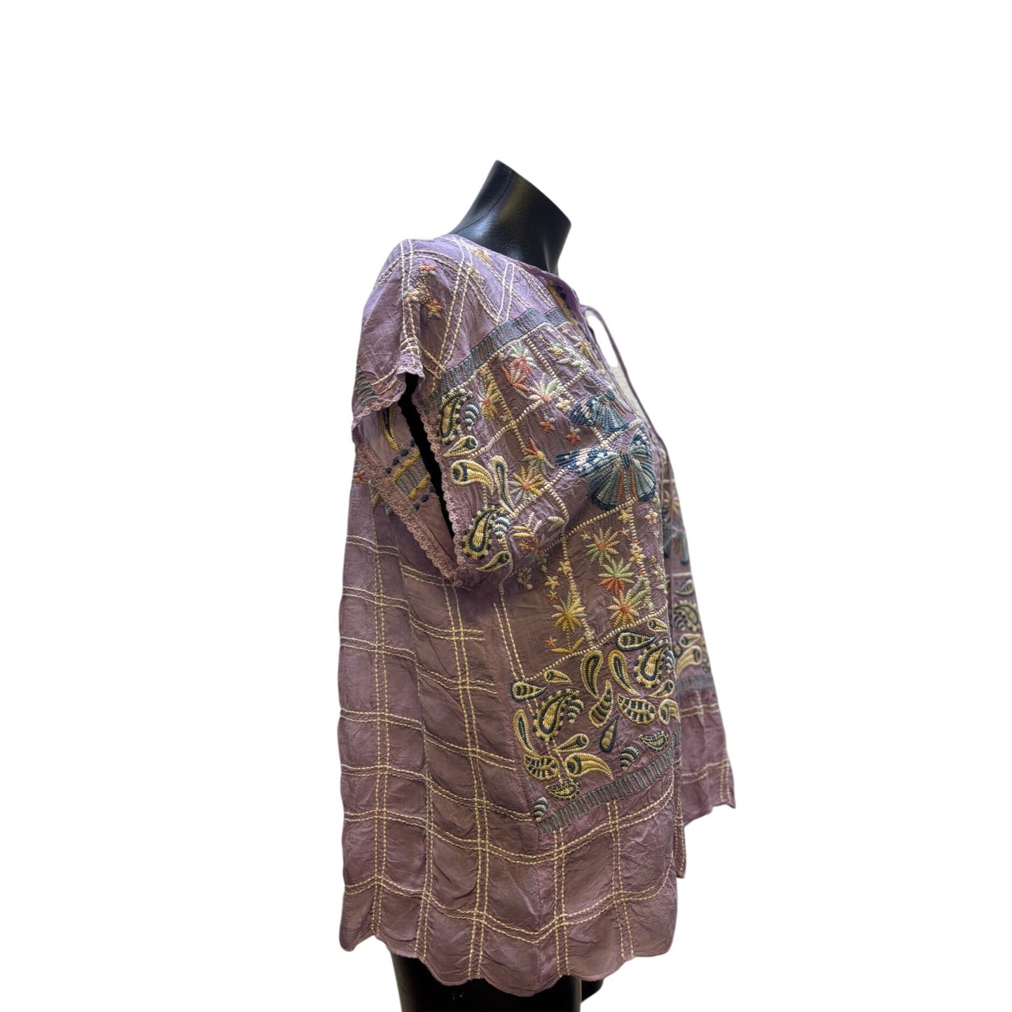 Johnny Was Embroidered Purple Blouse M