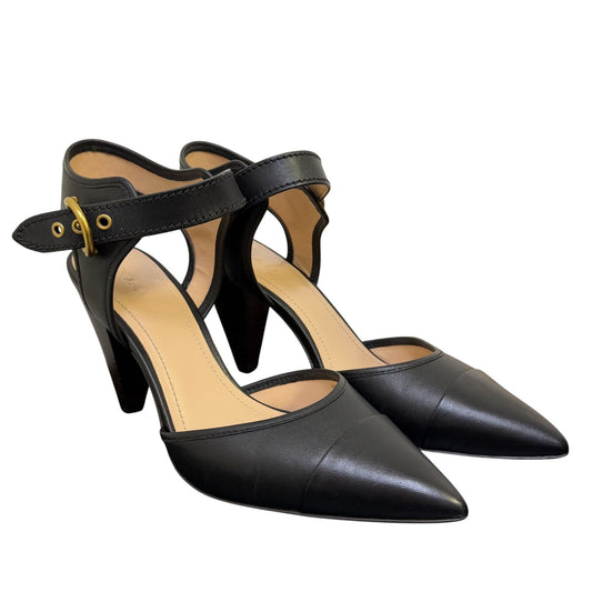 Coach Heel Sandals Black Leather Size 10