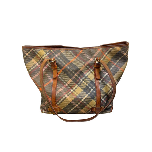 Dooney & Bourke Vintage Plaid Canvas & Leather Shoulder Bag With Adjustable Straps