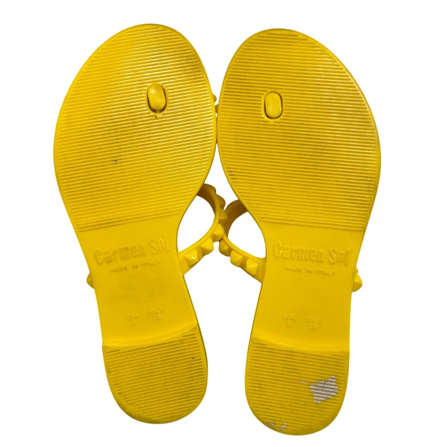 Carmen Sol Jelly Flip Flops Yellow Size 6 Double Strap Made In Italy