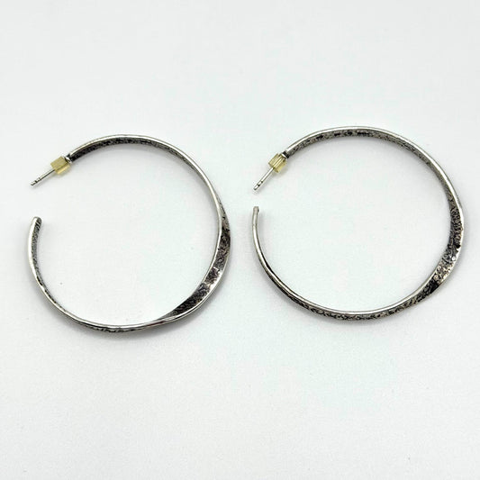 Silpada Hammered Sterling Silver Open Hoop Earrings 925