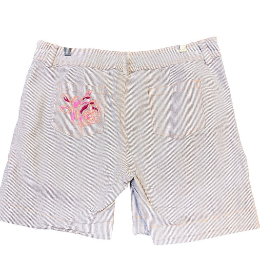 3J Workshop Brown & White Striped Cotton Shorts Size XL