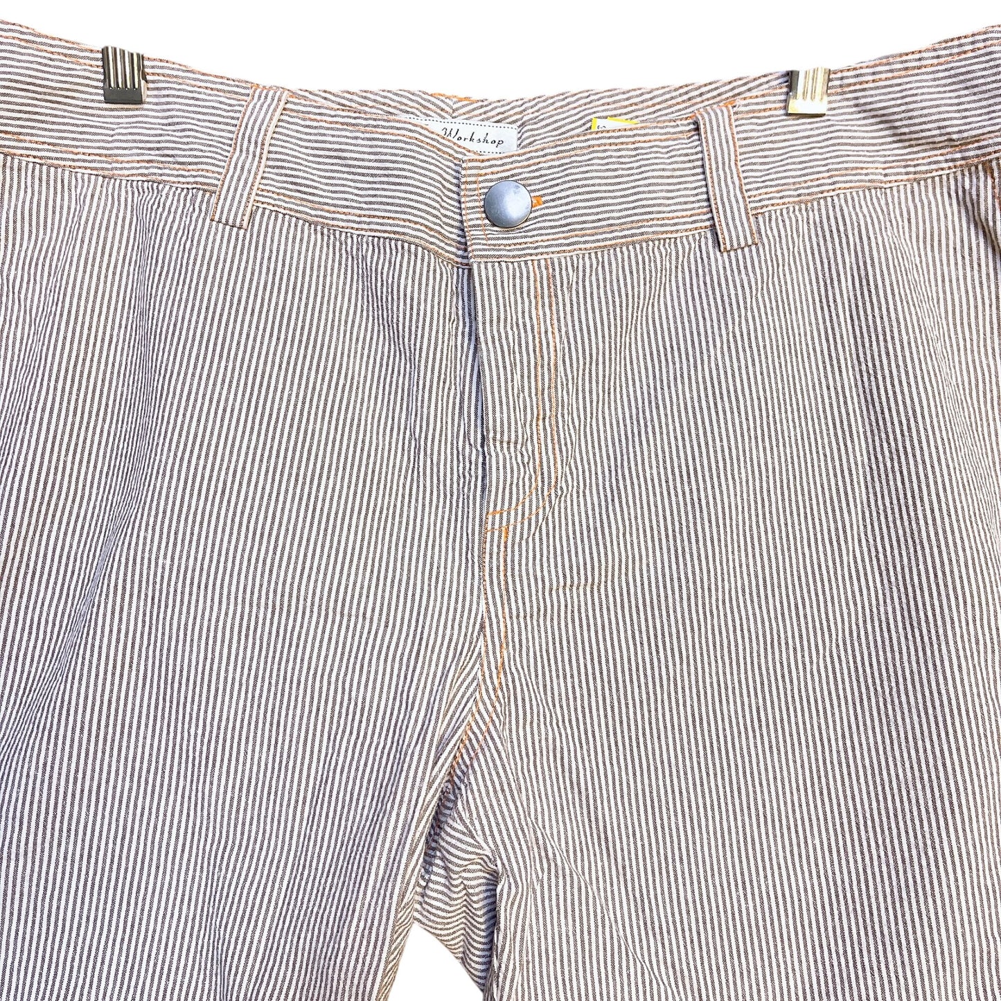 3J Workshop Brown & White Striped Cotton Shorts Size XL