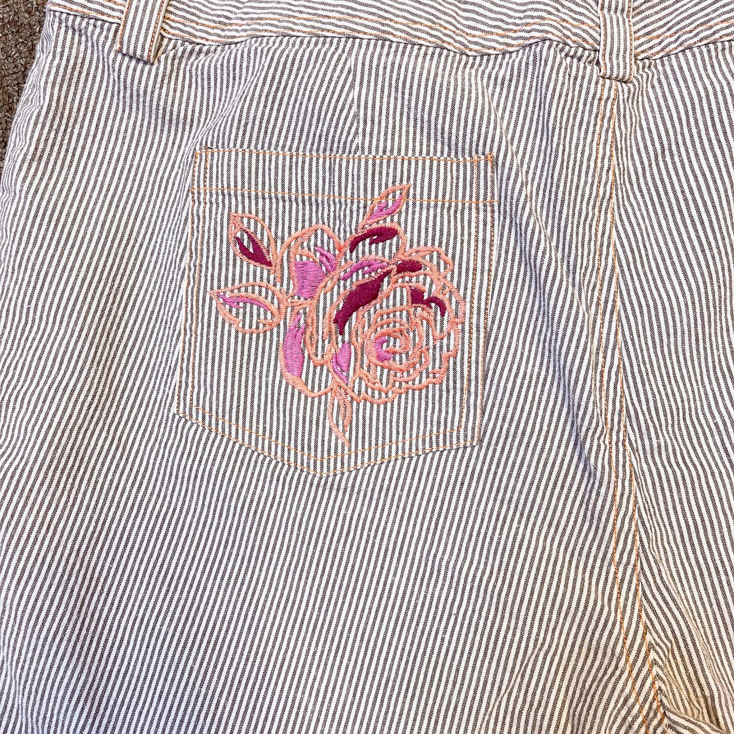 3J Workshop Brown & White Striped Cotton Shorts Size XL